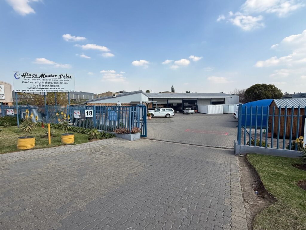 Hinge Master Sales premises and signage at 18 Buwbes Road, Sebenza, Edenvale